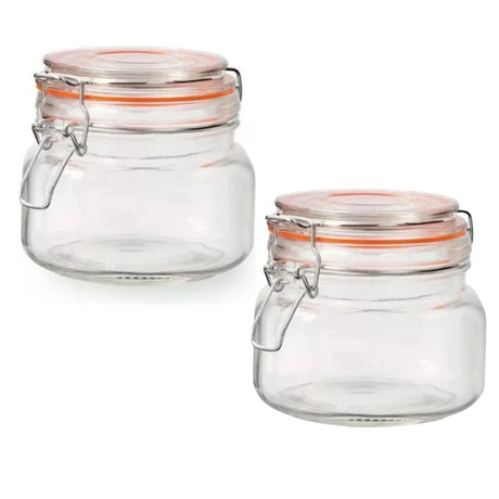 Set 2 Frascos Vidrio Con Tapa Hermética De 500mL Allegra
