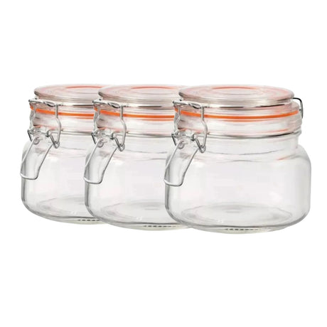 Set 3 Frascos Vidrio Con Tapa Hermética De 500mL Allegra