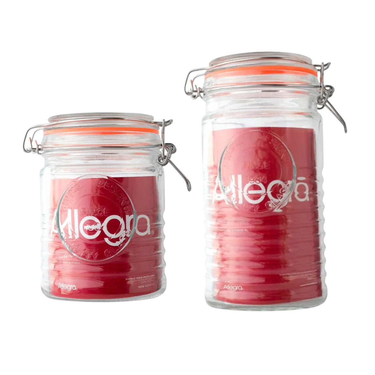Set 2 Frasco Tapa De Vidrio Hermetica 750mL + 1000mL Allegra