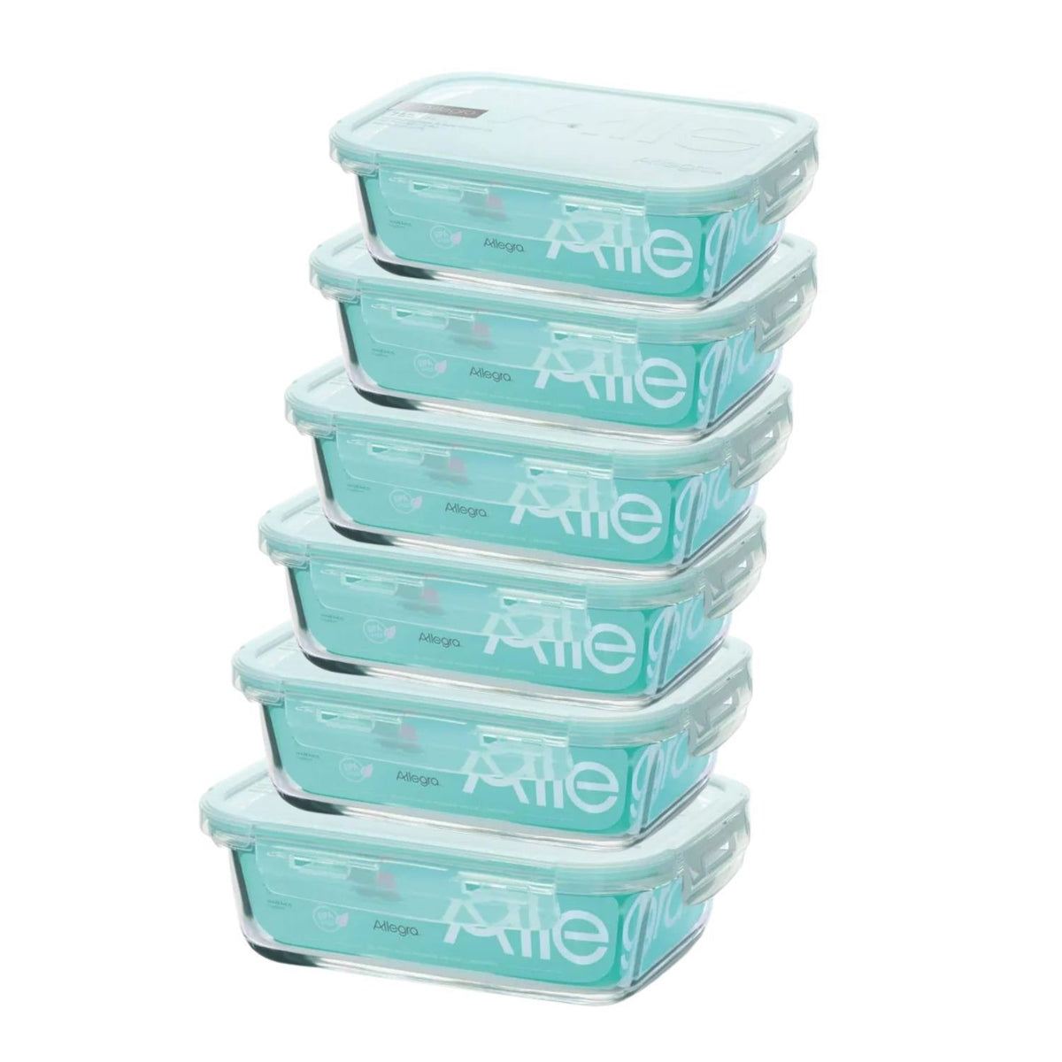 Set 6 Contenedores Hermetico Rectangular 600mL Allegra