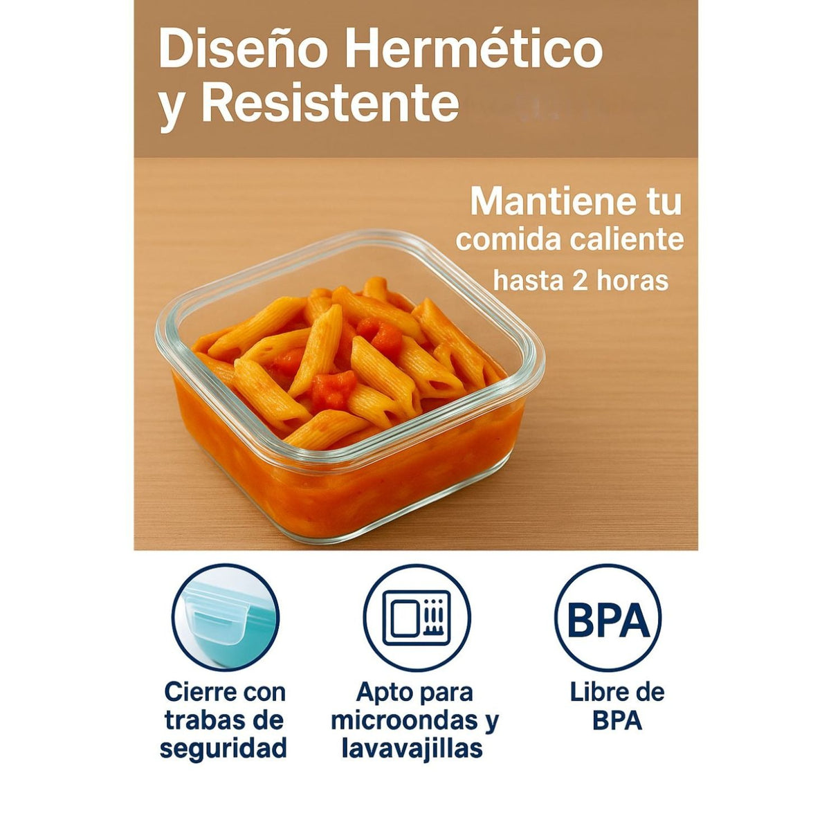 Set 48 Contenedores Hermetico Vidrio Cuadrado 380mL Allegra
