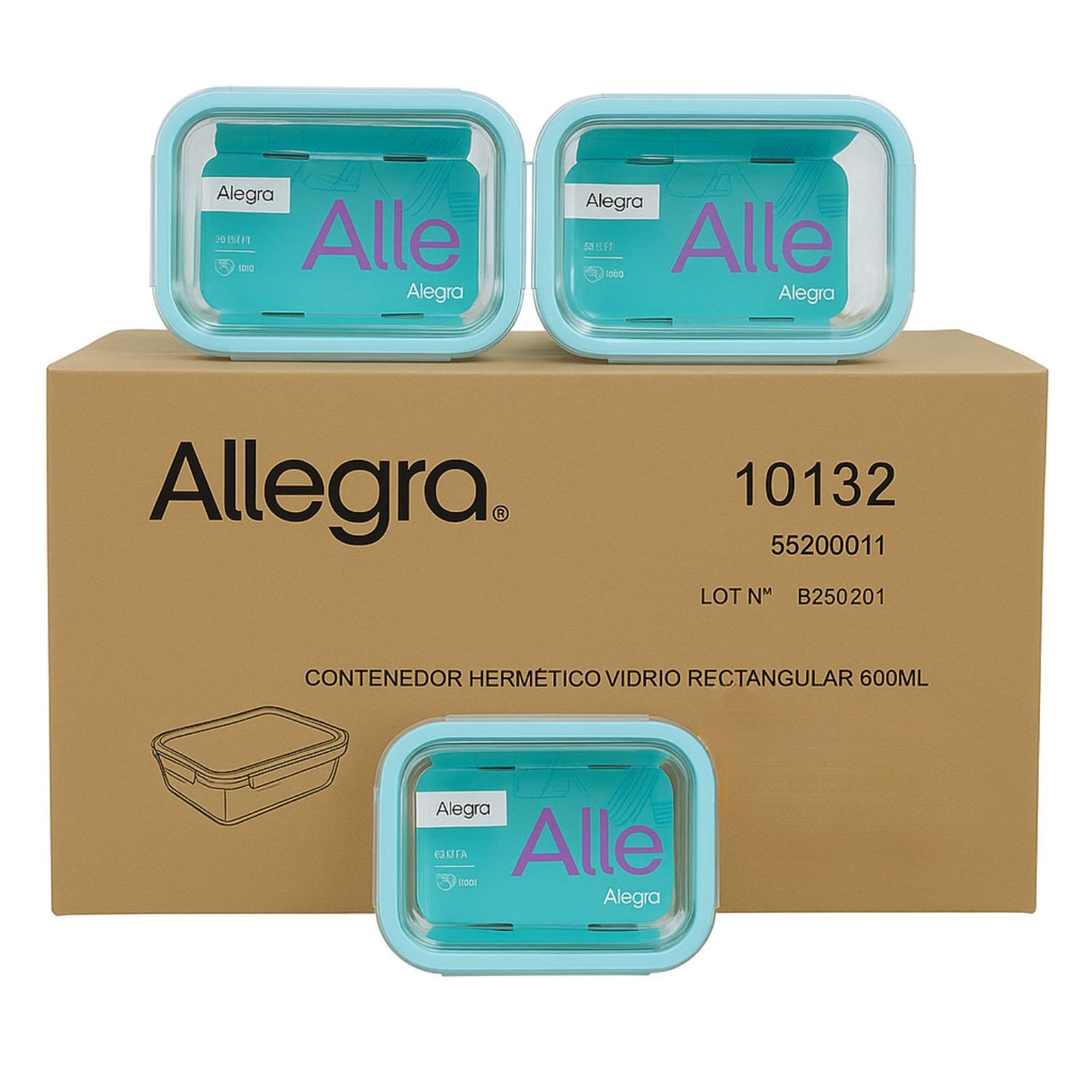 Set 36 Contenedores Hermetico Rectangular 600mL Allegra