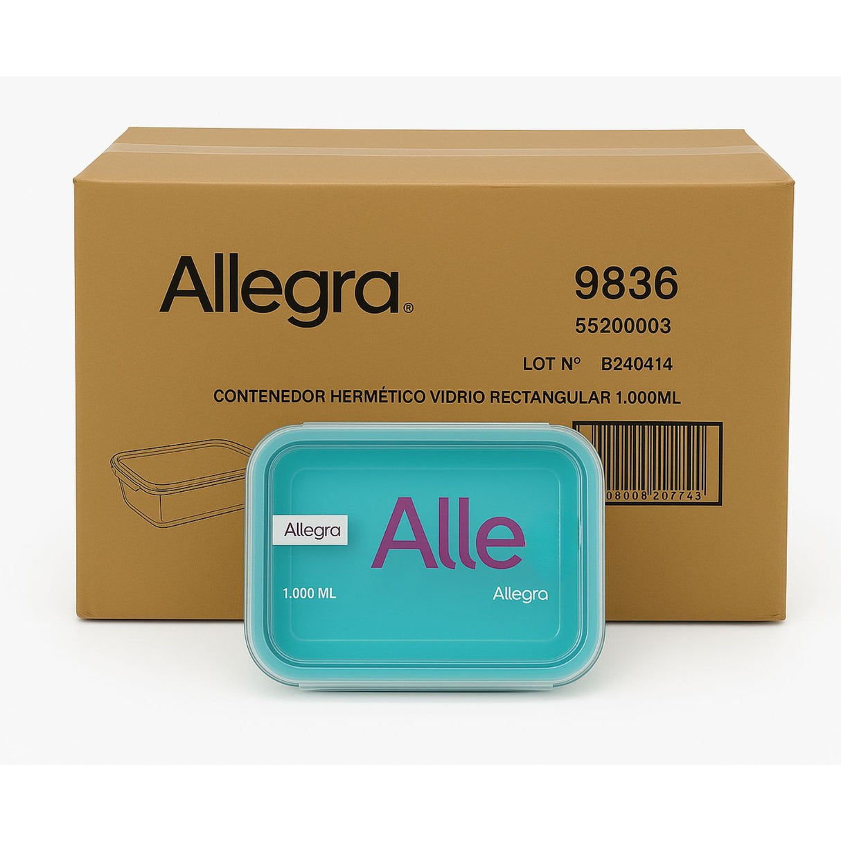 Set 24 Contenedores Hermetico Rectangular 1000mL Allegra