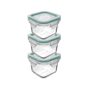 Set 3 Contenedores Hermeticos Allegra Vidrio 210mL Cuadrado