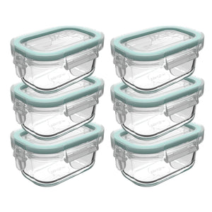 Set 6 Contenedores Hermeticos de Vidrio 150mL Rectangular Allegra