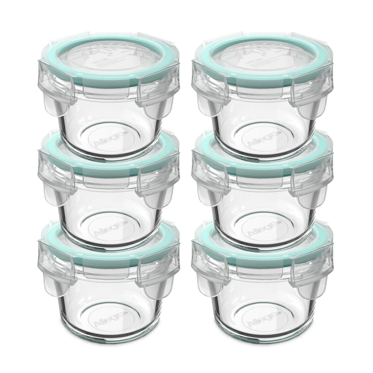 Set 6 Contenedores Hermeticos de Vidrio 165mL Redondos Allegra