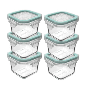 Set 6 Contenedores Hermeticos de vidrio 210mL Cuadrados Allegra