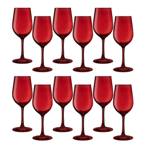 Set 12 Copas Vino Full Color Rojo 475mL Allegra De Vidrio