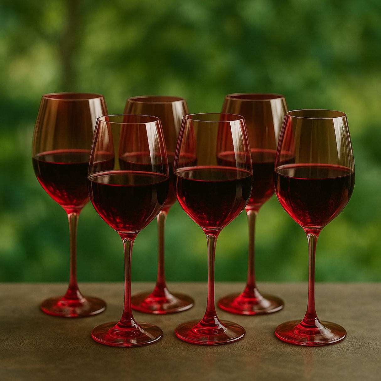 Set 12 Copas Vino Full Color Rojo 475mL Allegra De Vidrio