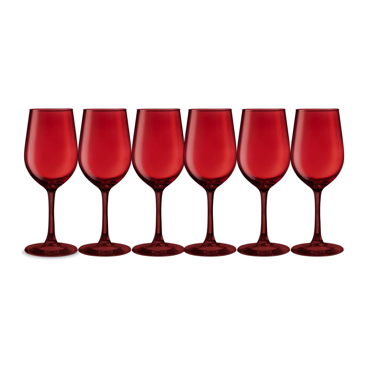 Set 6 Copas Vino Full Color Rojo Allegra 330mL De Vidrio