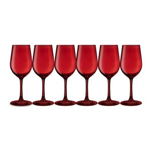 Set 6 Copas Vino Full Color Rojo Allegra 330mL De Vidrio