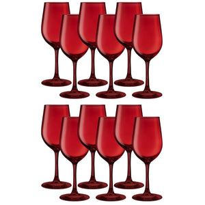 Set 12 Copas Vino Full Color Rojo Allegra 330mL Vidrio