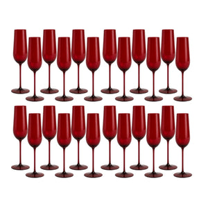 Set 24 Copas Flauta Full Color Rojo Allegra 200mL Vidrio