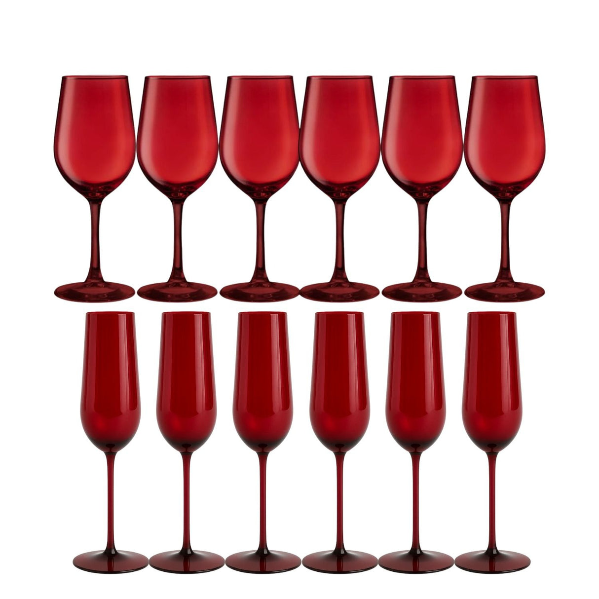 Set 12 Copas Full Color Rojo Allegra Vidrio Celebraciones