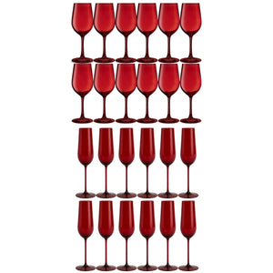 Set 24 Copas Full Color Rojo Allegra Vidrio Celebraciones