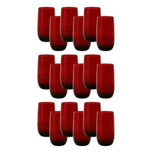 Set 18 Vasos Vidrio Altos Full Color Rojo 500mL Allegra