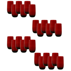 Set 24 Vasos Vidrio Altos Full Color Rojo 500mL Allegra