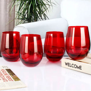 Set 6 Vasos Vidrio Bajos Full Color Rojo 480mL Allegra