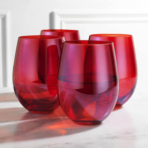 Set 18 Vasos Vidrio Bajos Full Color Rojo 480mL Allegra