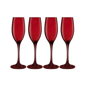 Set 4 Copas Flute Rouge Full Color Rojo 180mL Allegra Vidrio