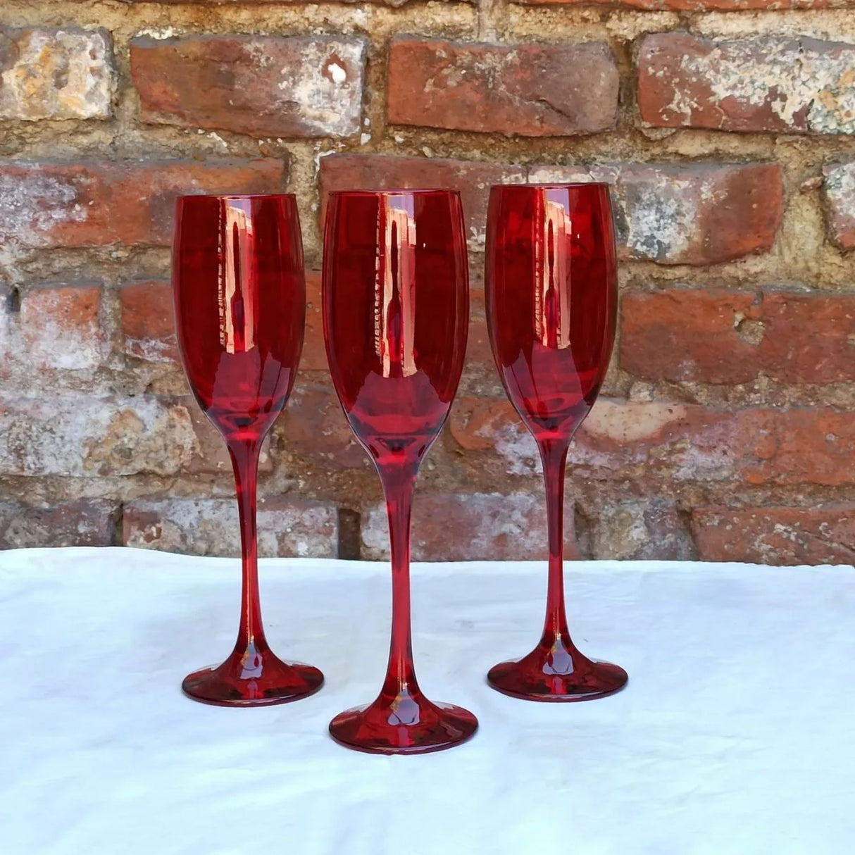 Set 4 Copas Flute Rouge Full Color Rojo 180mL Allegra Vidrio