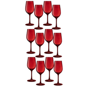 Set 12 Copas Vino Rouge Full Color Rojo 315mL Allegra Vidrio