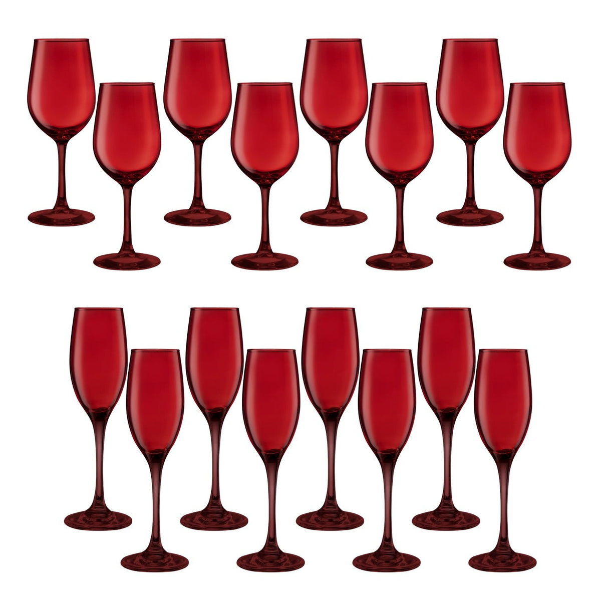 Set 16 Copas Rouge Full Color Rojo Allegra Celebracion