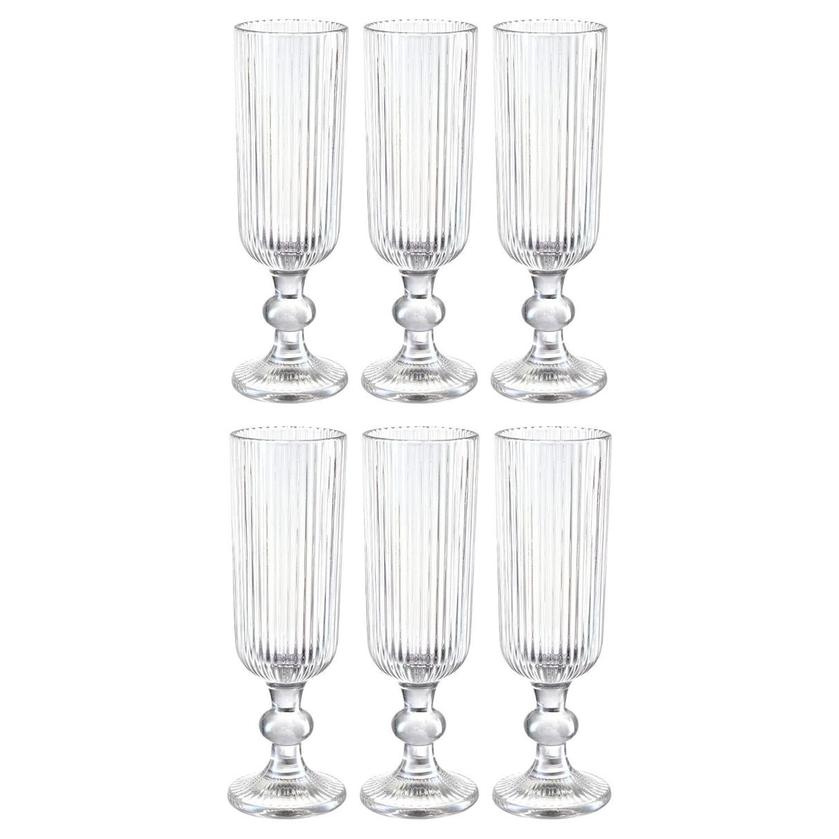 Set 6 Copas Flute Talladas 160mL Lisa Allegra De Vidrio