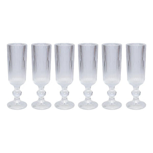 Set 6 Copas Flute Talladas 160mL Lisa Allegra De Vidrio