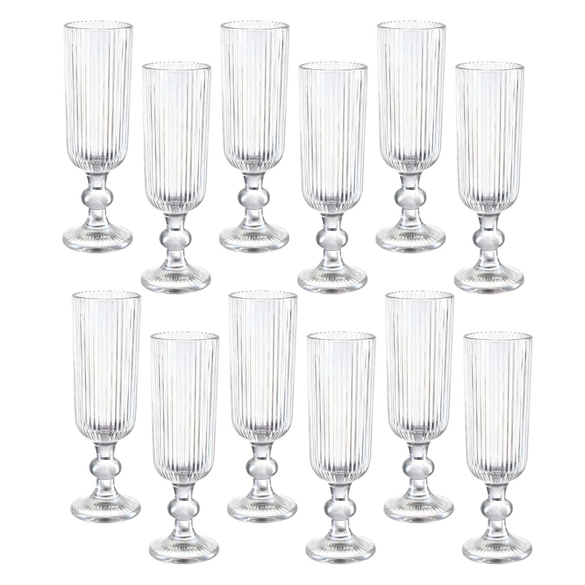 Set 12 Copas Flute Talladas 160mL Lisa Allegra De Vidrio