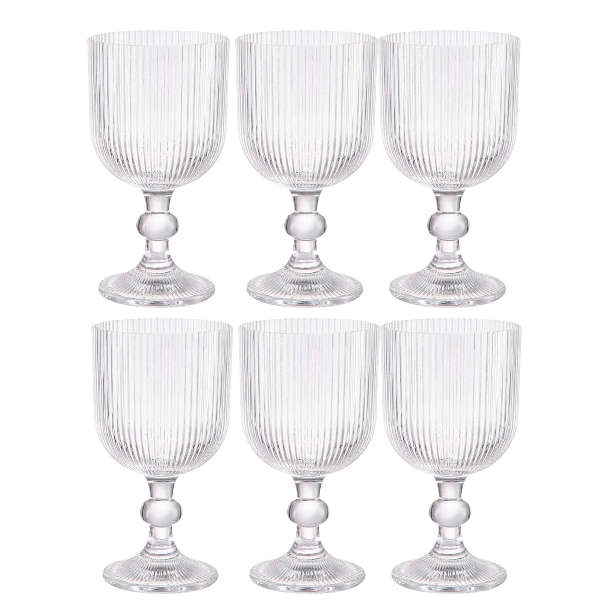 Set 6 Copas de Vidrio Vino Talladas 360mL Lisa Allegra