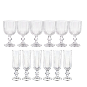 Set 12 Copas Talladas Lisa Allegra Vidrio Transparente
