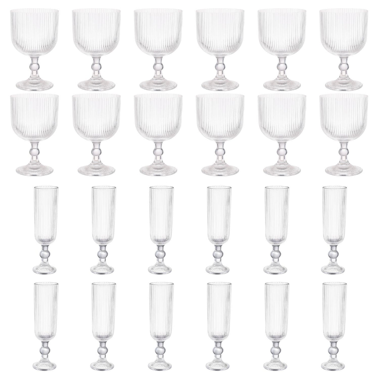 Set 24 Copas Talladas Lisa Allegra Vidrio Transparente