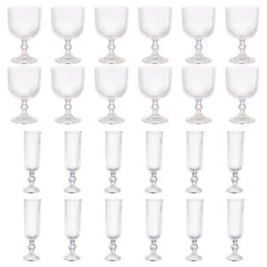 Set 24 Copas Talladas Lisa Allegra Vidrio Transparente