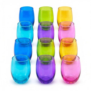 12 Vasos Vidrio Altos Mikonos Full Color 460ml Cristar