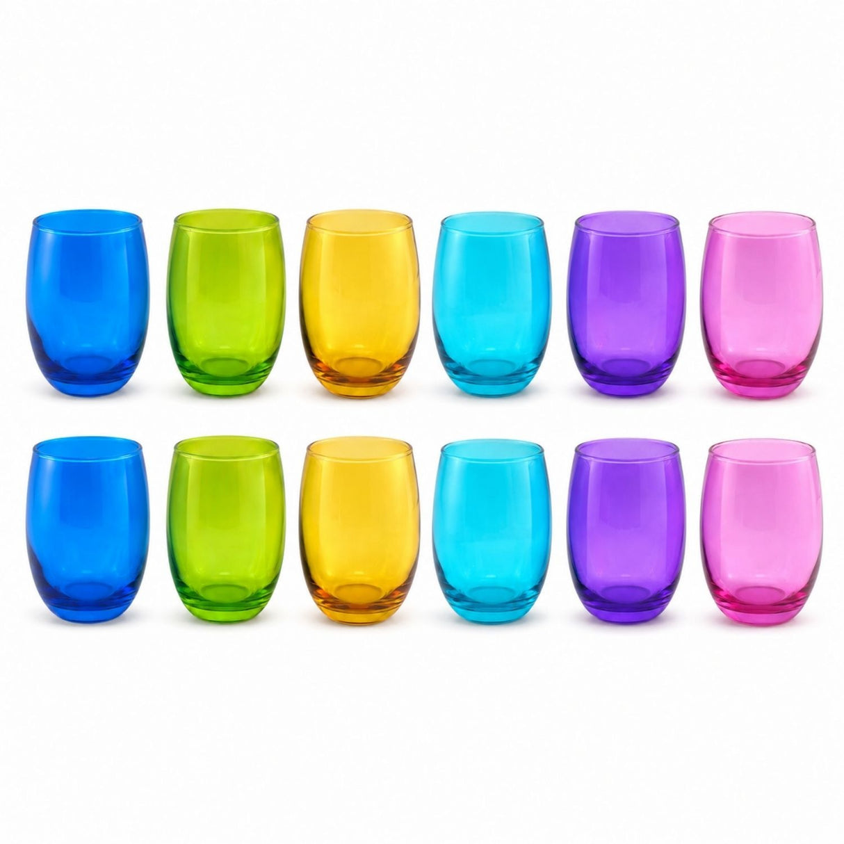 12 Vasos Vidrio Altos Mikonos Full Color 460ml Cristar