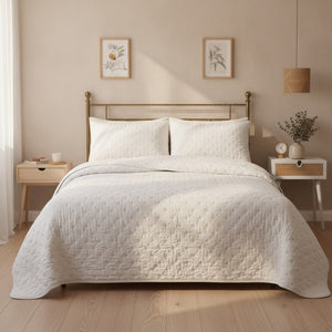 Cubrecamas Quilt 2 1/2 Plazas Blanco Deluxe Collection