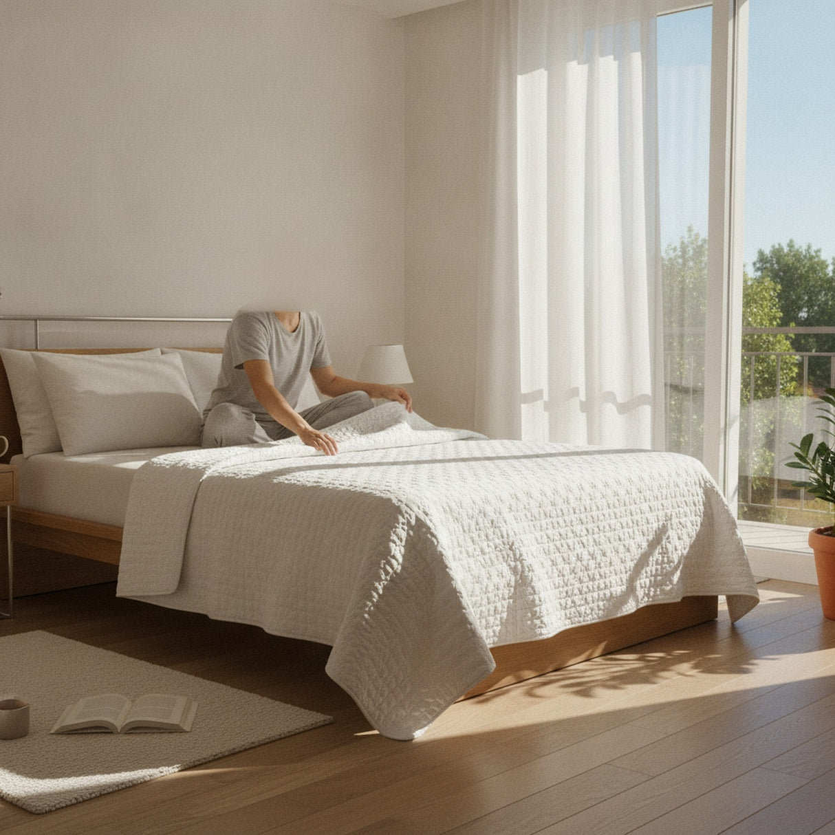 Cubrecamas Quilt 2 1/2 Plazas Blanco Deluxe Collection