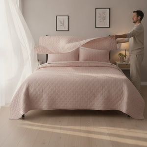 Cubrecamas Quilt 2 1/2 Plazas Rosa Deluxe Collection