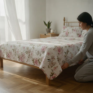 Cubrecamas Quilt 2.5 Plazas Flowers Collection Rosa