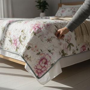 Cubrecamas Quilt 2.5 Plazas Flowers Collection Rosa