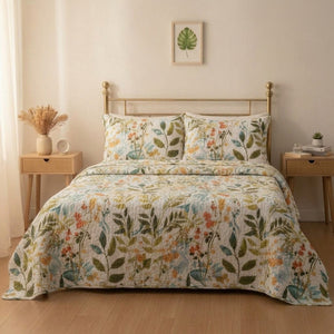 Cubrecamas Quilt 2 Plazas Flowers Collection Verde