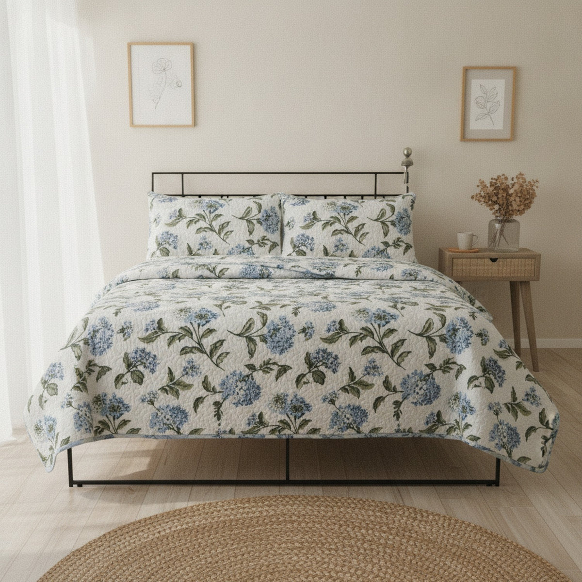 Cubrecamas Quilt Flowers Collection King 250x240cm Azul
