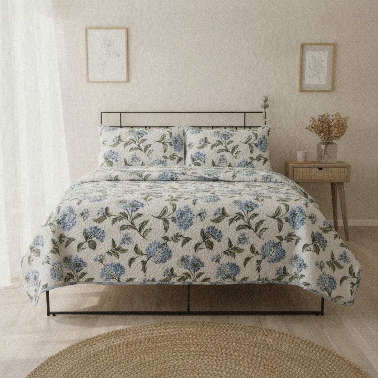 Cubrecamas Quilt Flowers Collection King 250x240cm Azul