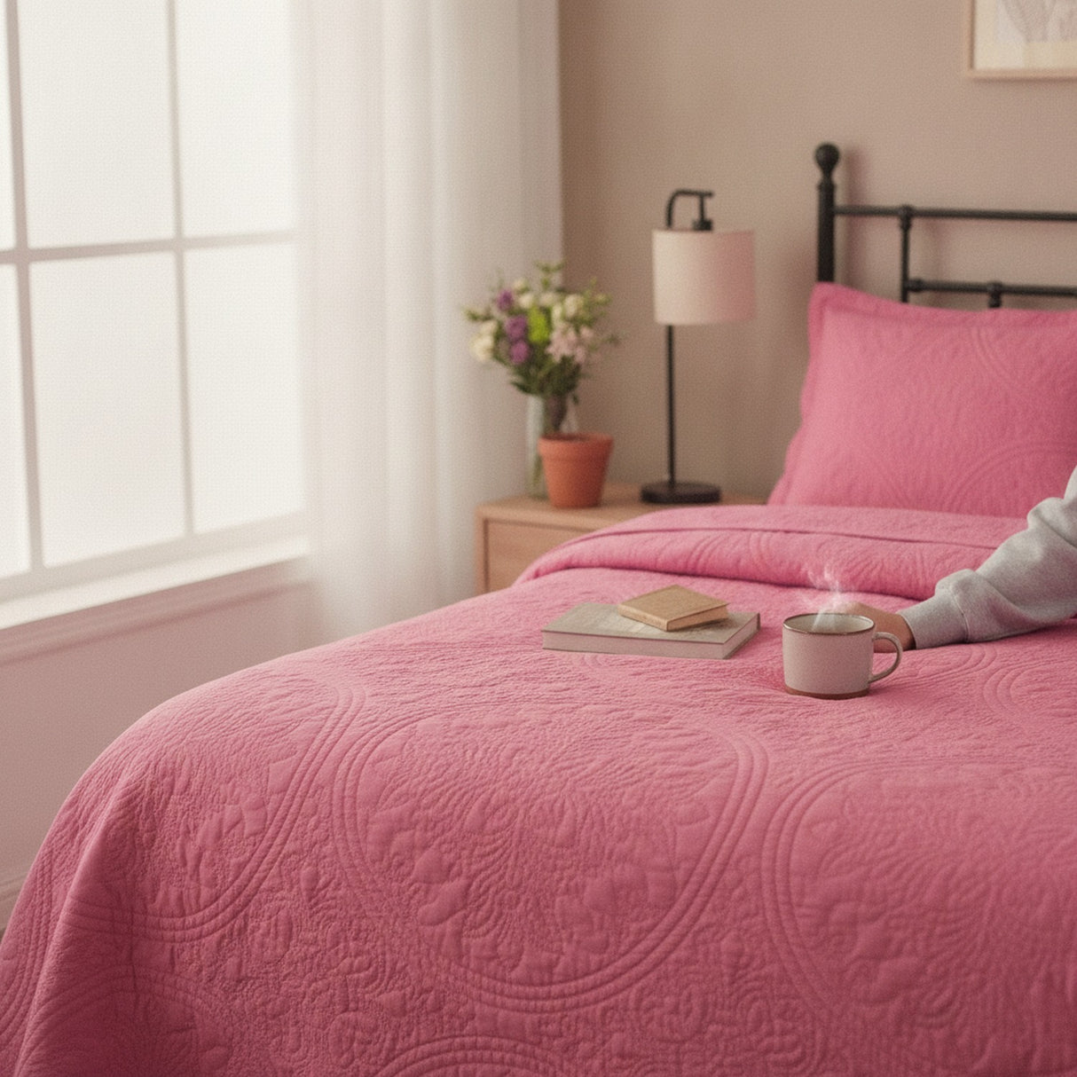Cubrecamas Quilt 2 Plazas Wonder Collection Coral