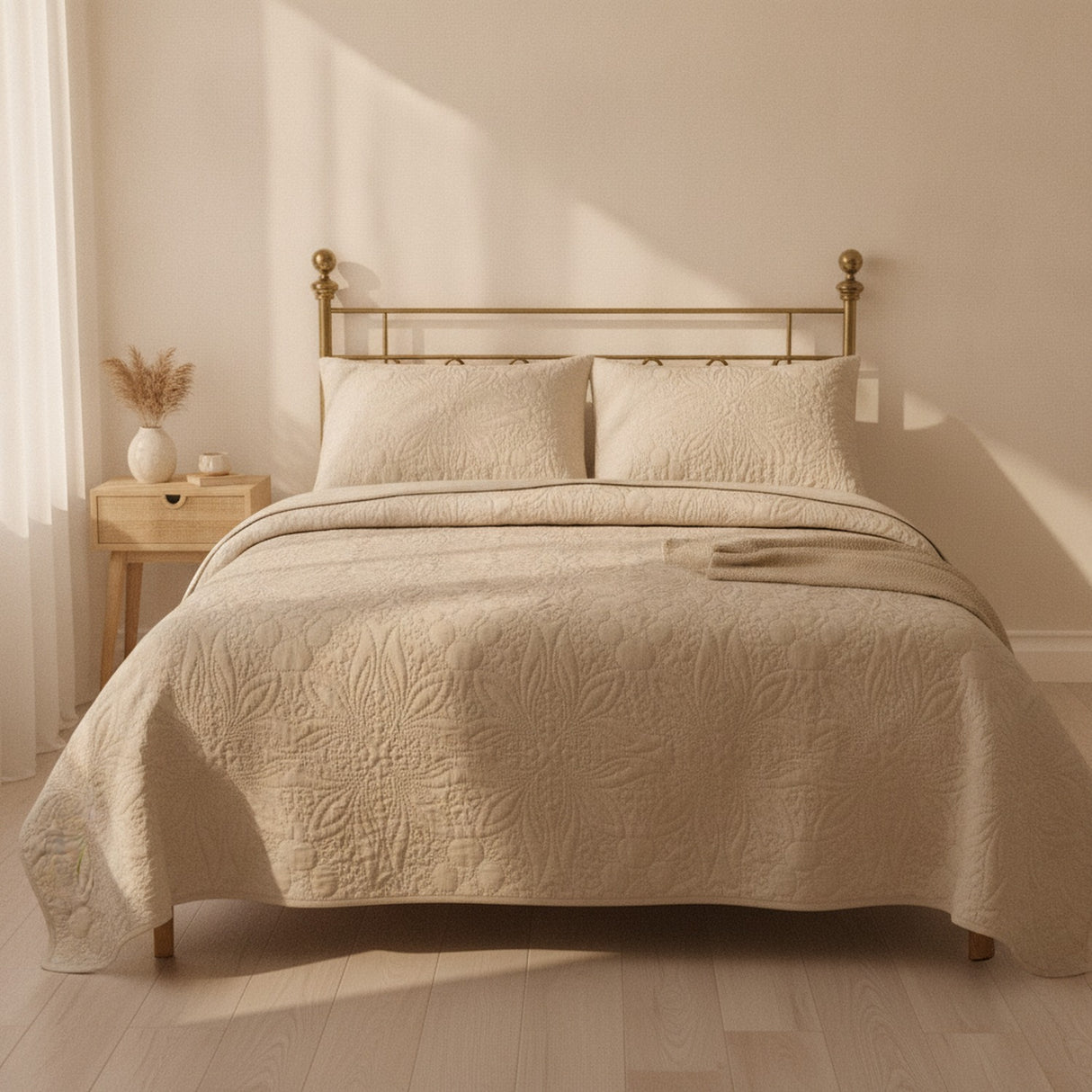 Cubrecamas Quilt 1,5 Plazas Wonder Collection Beige