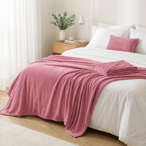 Manta Frazada Polar Flannel Lisa Rosa Pastel Martine 127x152cm