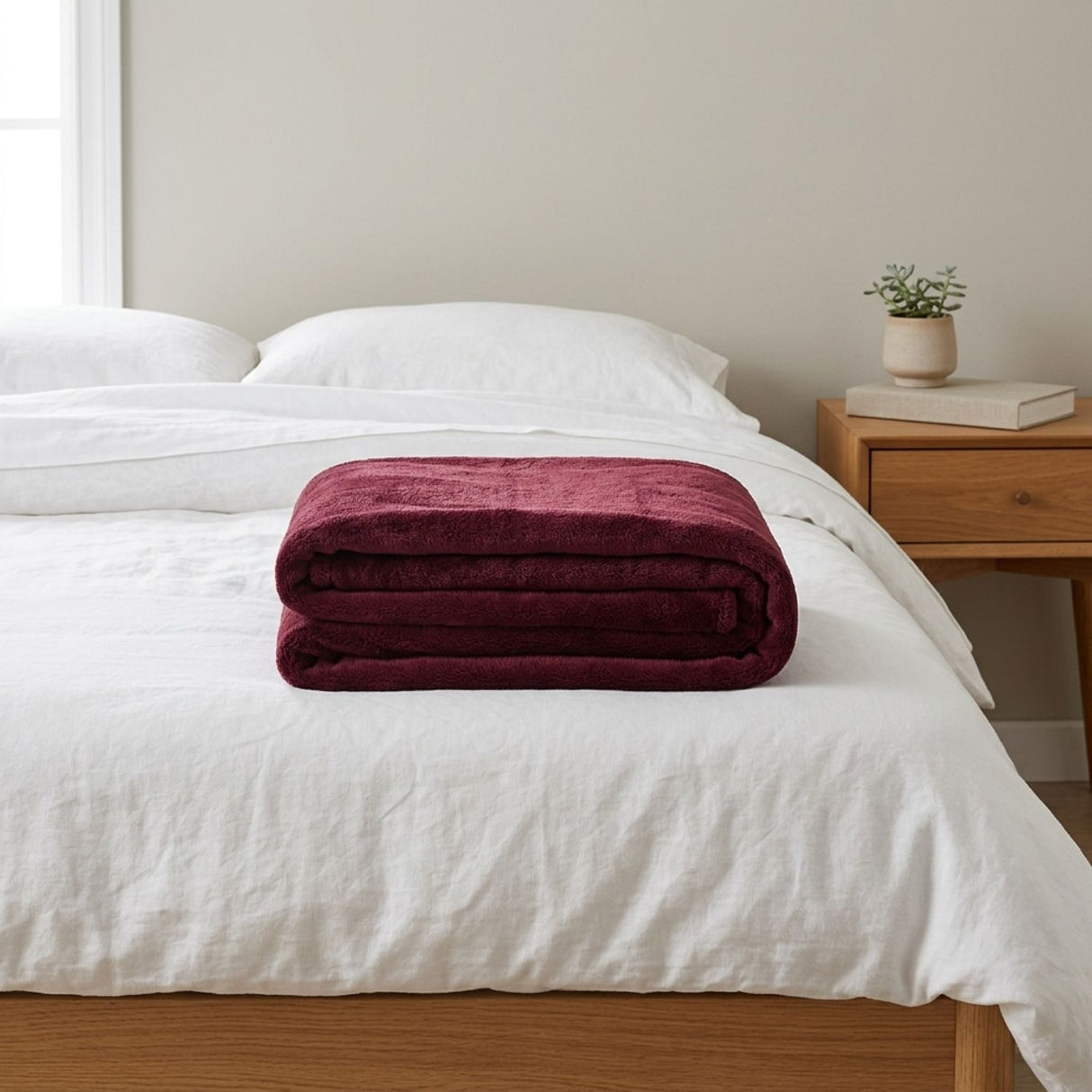 Manta Frazada Polar Flannel Lisa Burdeo Tinto Martine 127x152cm