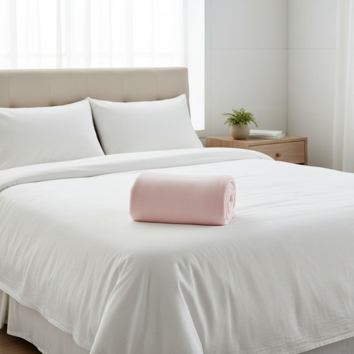 Manta Frazada Polar Flannel Lisa Rosa Palido Martine 127x152cm