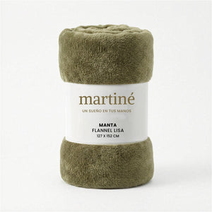 Manta Frazada Polar Flannel Lisa Verde Olivo Martine 127x152cm